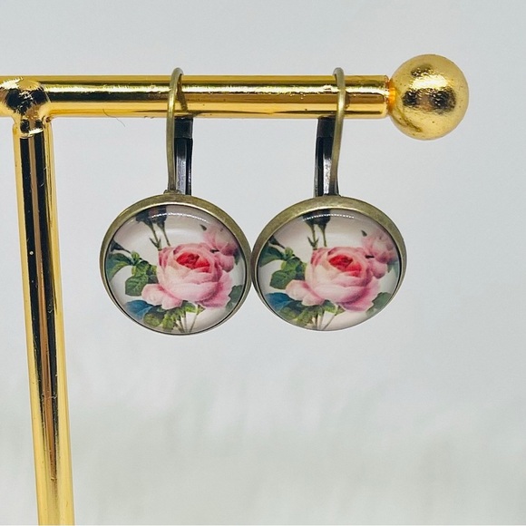 Vintage Feel Floral Print Design Earrings 4 pairs - Picture 4 of 5
